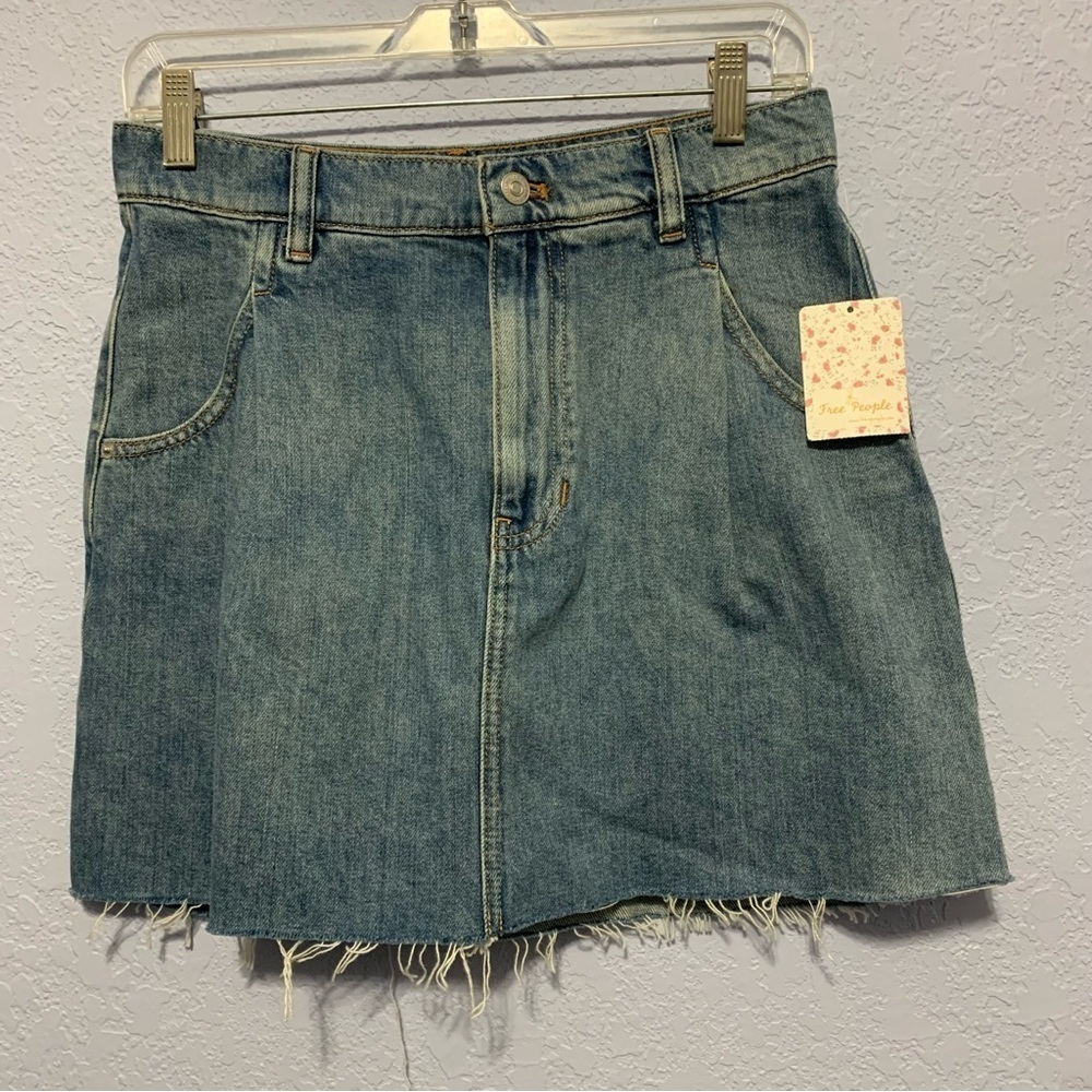 We The Free-Free People Twenty Nine Rain Light Wash Denim Mini Skirt